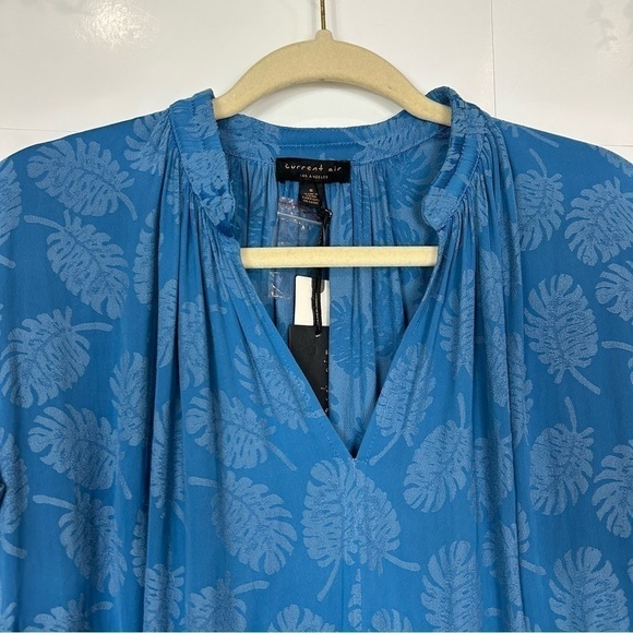 Anthropologie Palm Beach Blouse Current Air Small NWT Blue Leaf Long Sleeve - Picture 8 of 16